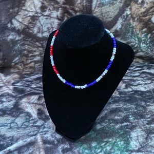 4th of july red white and blue choker necklace